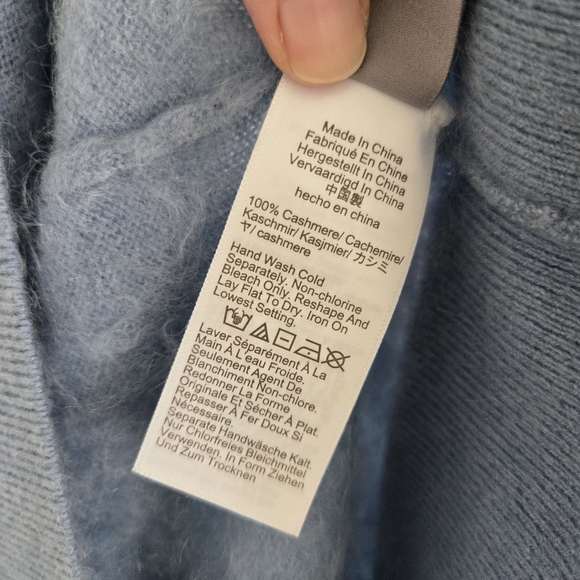 NWT J. Crew Brushed 100% Cashmere V-Neck Sweater Regatta Blue Size Large NEW - Picture 7 of 9